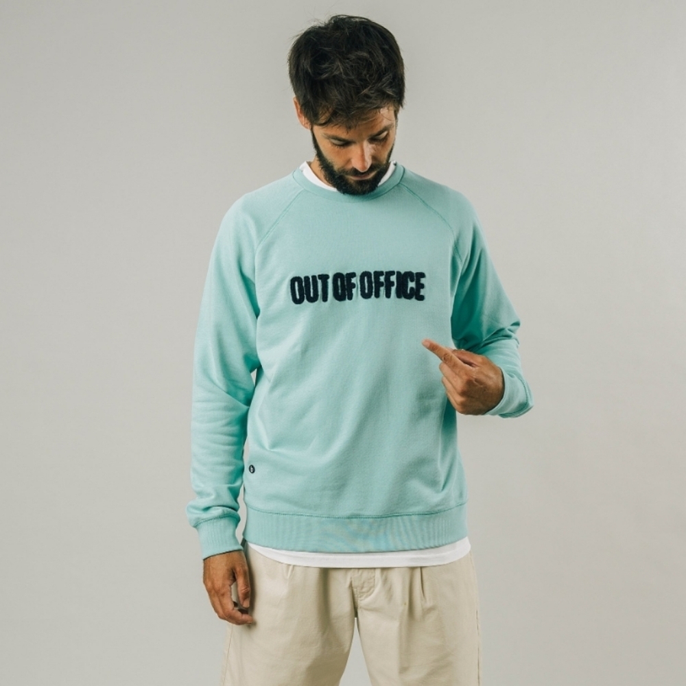 Men's Light blue Aqua 'Out of Office' Sweater Medium Organic Cotton Brava